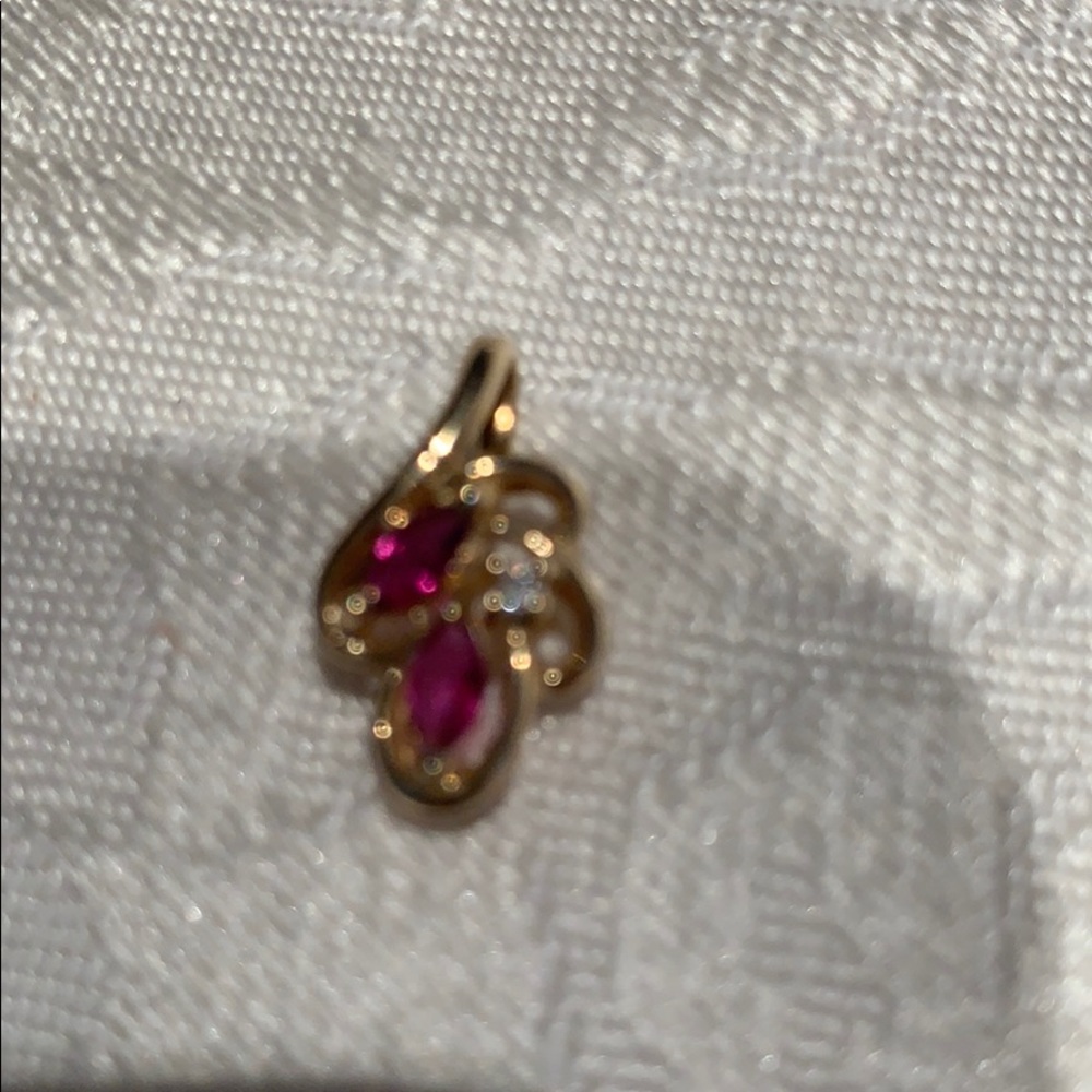 Ruby Pendant With Diamond Accent - image 2